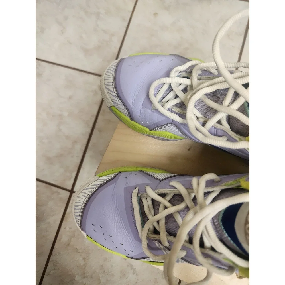 Moolah‎ Kids Basketball Shoes Lilac Lime Green Blue Lace Up Athletic Youth 5